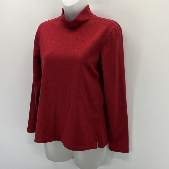 Talbots Women's Red Metallic Pullover Mock Turtleneck Sweater Size Petite Small - Picture 3 of 7
